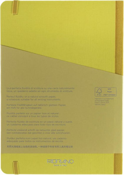 Ecoqua Plus Journal, A5, Fabric-Bound, Dotted, Yellow