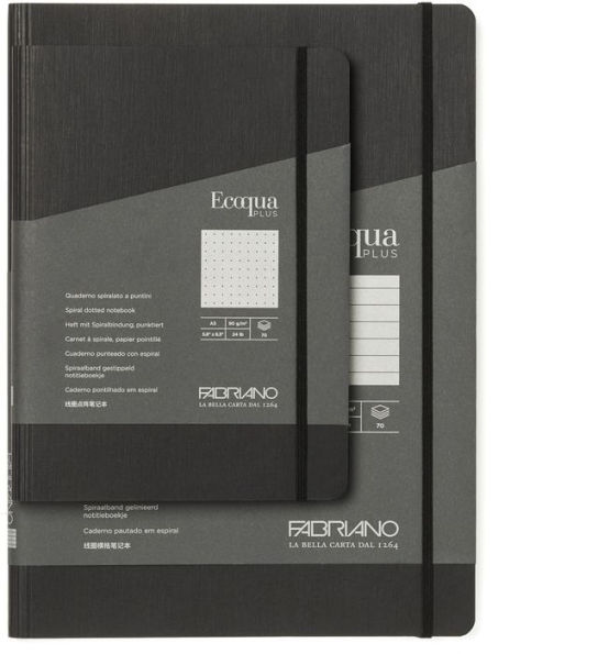 Ecoqua Plus Journal, A4, Hidden Spiral-Bound, Lined, Black