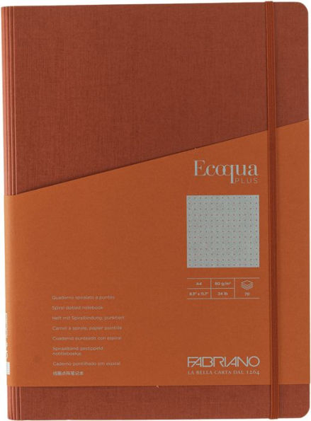 Ecoqua Plus Journal, A4, Hidden Spiral-Bound, Dotted, Red