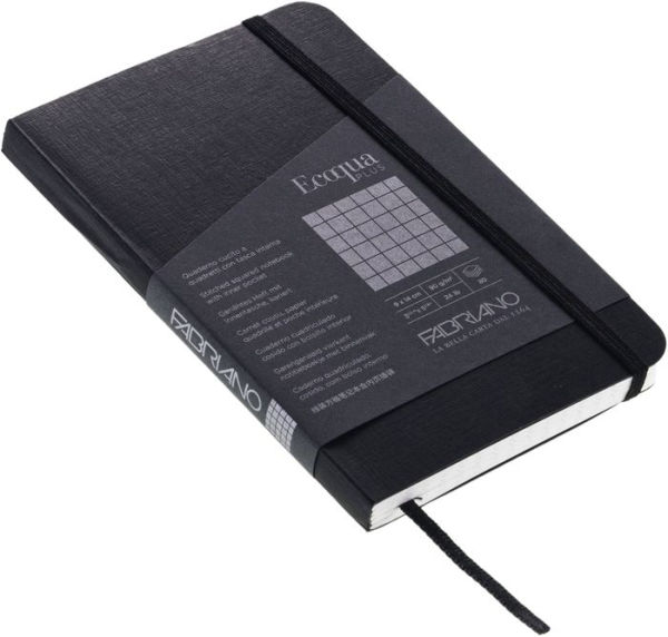 Ecoqua Plus Journal, 3.5 x 5.5, Stitch-Bound, Graph, Black