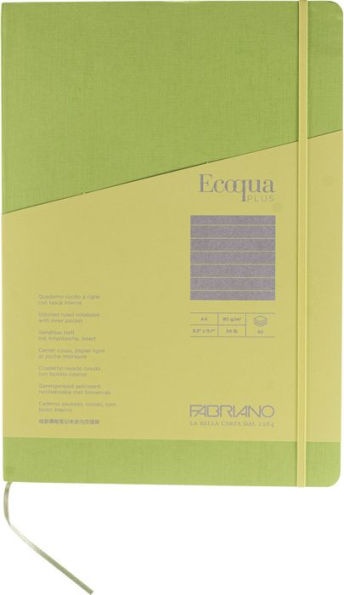 Ecoqua Plus Journal, A4, Stitch-Bound, Lined, Lime