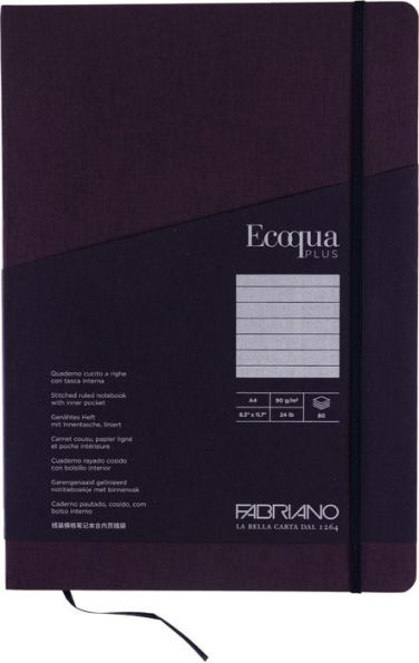 Ecoqua Plus Journal, A4, Stitch-Bound, Lined, Wine