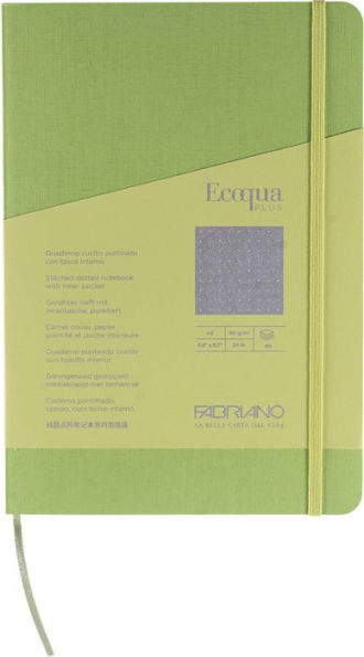 Ecoqua Plus Journal, A5, Stitch-Bound, Dotted, Lime