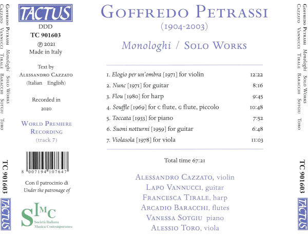 Goffredo Petrassi: Monologhi - Solo Works