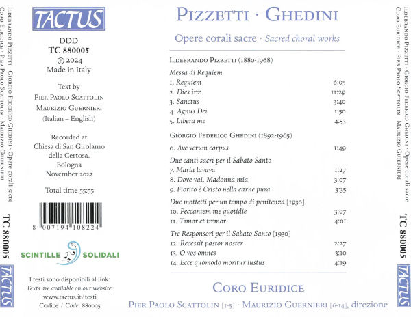 Pizzetti, Ghedini: Opere corali sacre