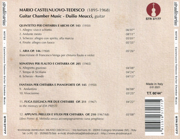 Notes: Mario Castelnuovo-Tedesco Guitar Chamber Music