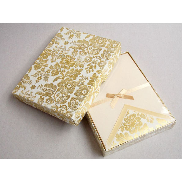WRIT Gold Floral Writing Paper S/10