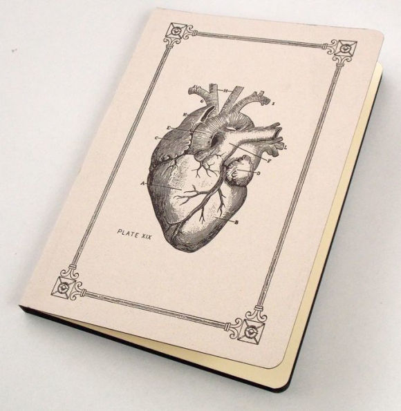 Notebook A5, Soft Cover/Black Edge Heart design