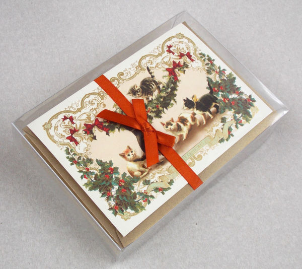 Boxed Christmas Double Cards and Envelopes Kittens 10/10