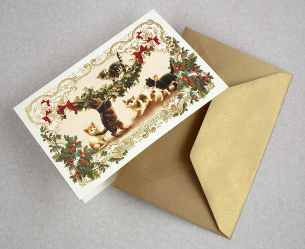 Boxed Christmas Double Cards and Envelopes Kittens 10/10