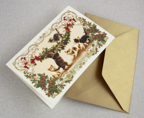 Boxed Christmas Double Cards and Envelopes Kittens 10/10