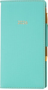 Title: 2026 Turquoise Weekly Pocket Planner in Italian Bonded Leather