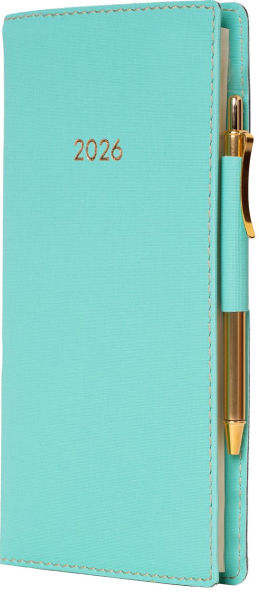 2026 Turquoise Weekly Pocket Planner in Italian Bonded Leather