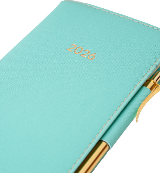 2026 Turquoise Weekly Pocket Planner in Italian Bonded Leather