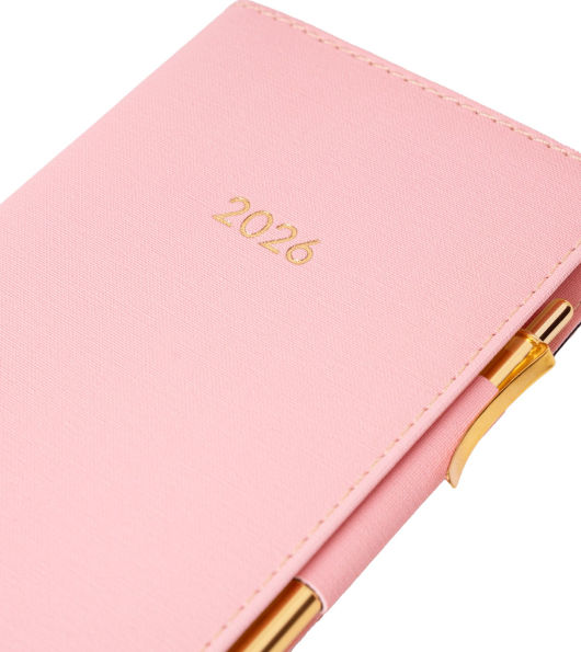 2026 Pink Weekly Pocket Planner in Italian Bonded Leather