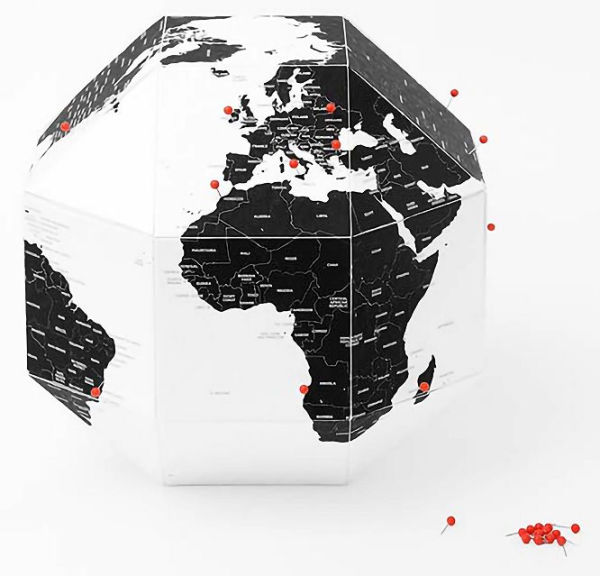 DearWorld pinnable globe made with materic paper