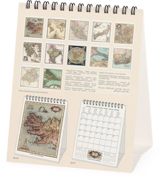 LEGAMI 2024 DESK CALENDAR-UNCOATED PAPER 12X14,5 cm VINTAGE MAPS by LEGAMI