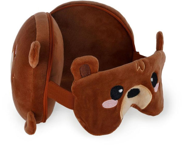 Brown Bear Travel Buddy Pillow and Mask