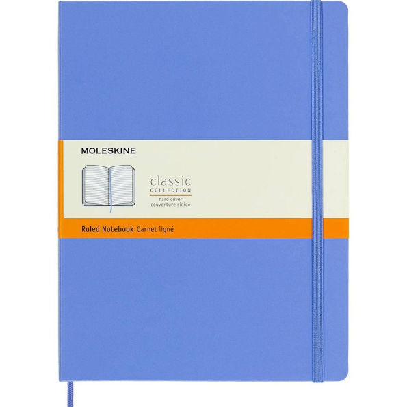 Moleskine Classic Notebook, Extra Large, Ruled, Hydrangea Blue, Hard Cover (7.5 X 9.75)