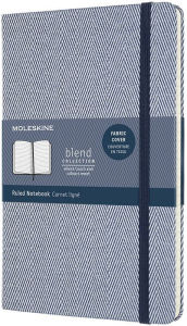 Moleskine Blend Limited Collection Notebook, Large, Ruled, Herringbone Blue (5 X 8.25)