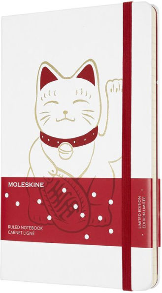 Moleskine Limited Edition Notebook Maneki Neko, Large, Ruled, White, Hard Cover (5 x 8.25)