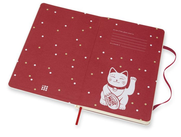 Moleskine Limited Edition Notebook Maneki Neko, Large, Ruled, White, Hard Cover (5 x 8.25)