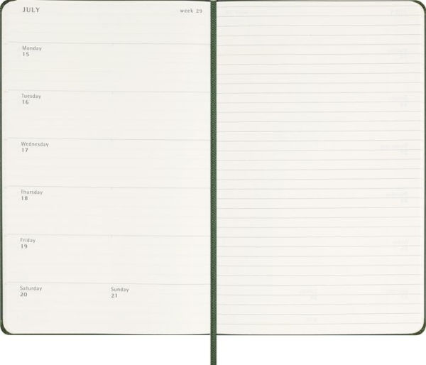  Moleskine 2023-2024 Weekly Planner, 18M, Large, Myrtle Green,  Hard Cover (5 x 8.25) : Office Products
