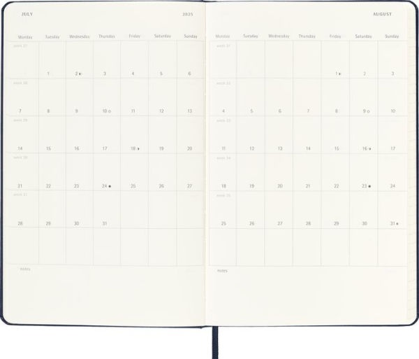 Moleskine Classic 18 Month 2024-2025 Weekly Planner, Hard Cover, Large (5