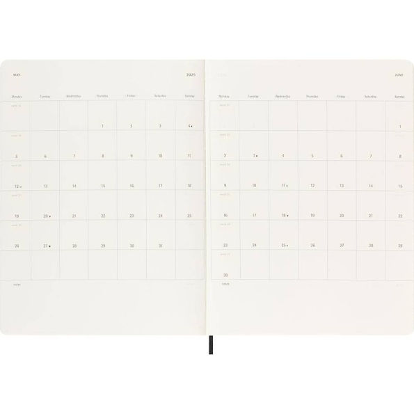 Moleskine Classic 18 Month 2024-2025 Weekly Planner, Soft Cover, XL (7.5" x 10"), Black, 208 pages