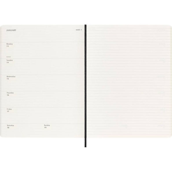 Moleskine Classic 18 Month 2024-2025 Weekly Planner, Soft Cover, XL (7.5" x 10"), Black, 208 pages