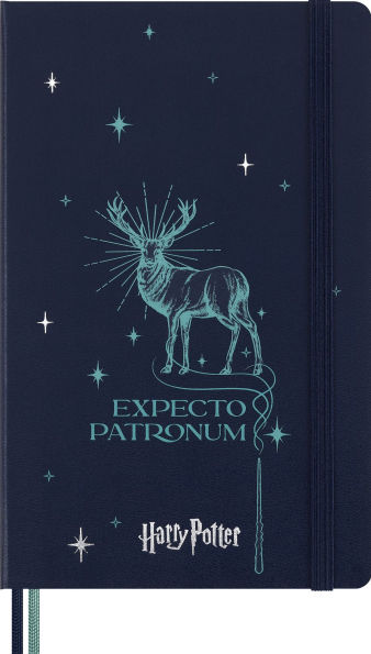 Moleskine Limited Edition Harry Potter Expecto Patronum spell Notebook with glow in the dark special-effect, Hard Cover, Ruled, Large (5" x 8.25"), Petrolum Blue, 176 pages