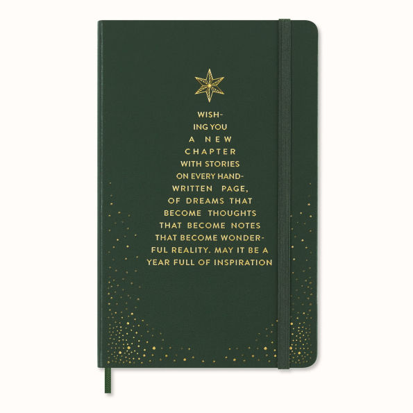 Moleskine Festive Holiday Notebook, Hard Cover, Ruled, Large (5" x 8.25"), Myrtle Green, 240 Pages