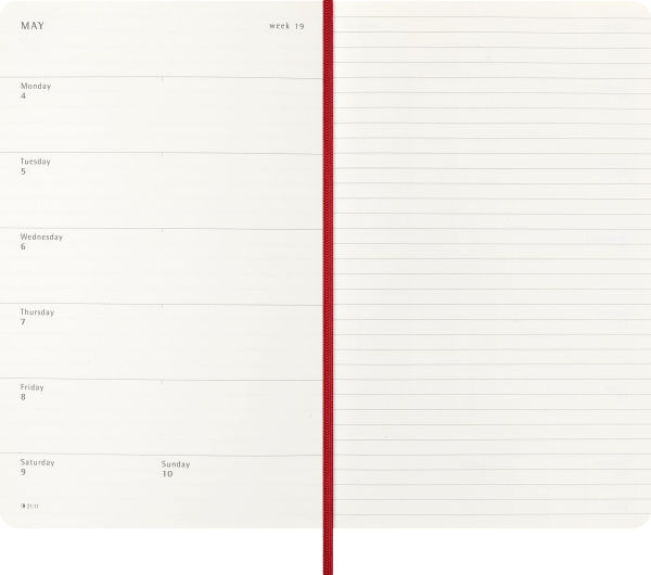 2026 Moleskine Classic Scarlet Red 12 Month Weekly Soft Cover Large Planner
