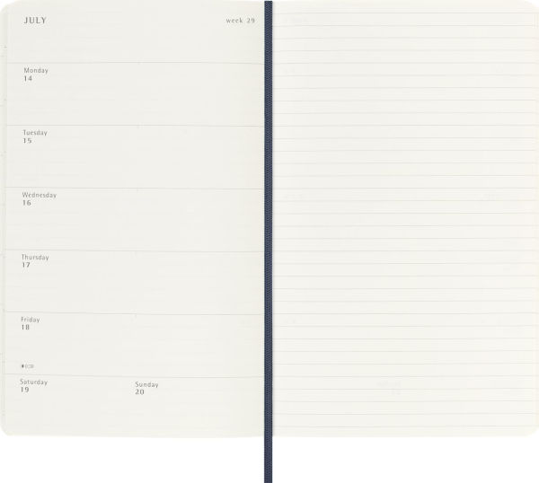 2025-2026 Moleskine Classic 18 Month Weekly Planner, Soft Cover, Large (5" x 8.25"), Sapphire Blue, 208 pages