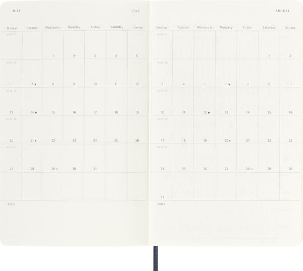 2025-2026 Moleskine Classic 18 Month Weekly Planner, Soft Cover, Large (5" x 8.25"), Sapphire Blue, 208 pages