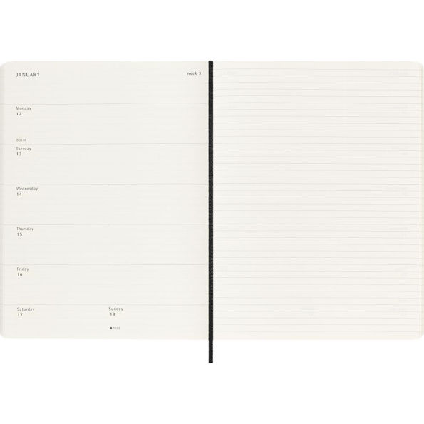 Moleskine Classic 18 Month 2025-2026 Weekly Planner, Soft Cover, XL (7.5" x 10"), Black, 208 pages