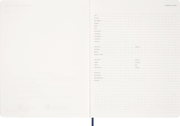 2026 Moleskine Sapphire Blue 15-Month XXL Essential Soft Cover Weekly Vertical Planner