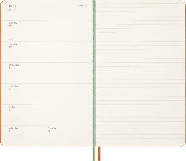 2026 Moleskine Limited Edition Peanuts 'Snoopy' 12 Month Weekly Planner, Hard Cover, Large (5" x 8.25"), Cadmium Orange, 208 pages
