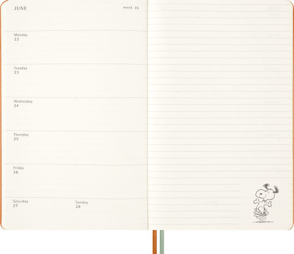 2026 Moleskine Limited Edition Peanuts 'Snoopy' 12 Month Weekly Planner, Hard Cover, Large (5" x 8.25"), Cadmium Orange, 208 pages