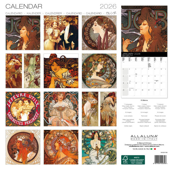 2026 Mucha Wall Calendar