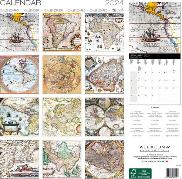 2024 Antique Maps 12 x 12 Wall Calendar by NELSON LINE Barnes & Noble®