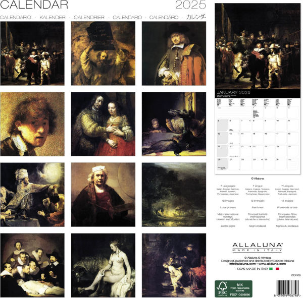 2025 Rembrandt 12" x 12" Wall Calendar