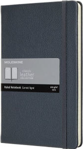 Moleskine Leather Notebook Large Ruled Hard Cover Avio Blue (5 x 8.25)