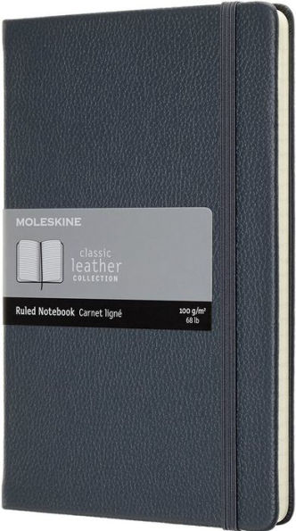 Moleskine Leather Notebook Large Ruled Hard Cover Avio Blue (5 x 8.25)