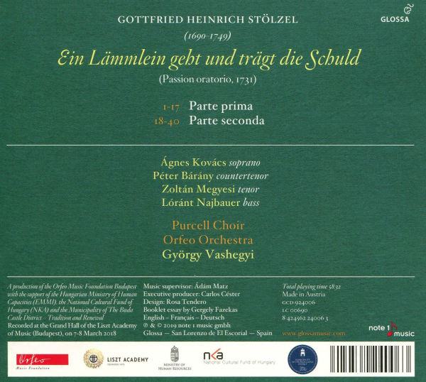 Gottfried Heinrich Stölzel: Ein Lämmlein geht und trägt die Schuld