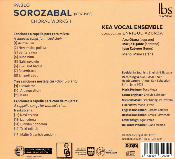 Pablo Sorozábal: Choral Works I