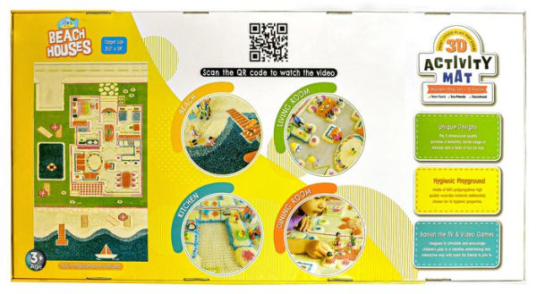 Beach House 3D Play Carpet with non-toxic wooden toy set