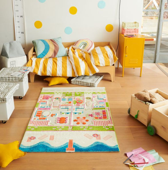 Beach House 3D Play Carpet with non-toxic wooden toy set