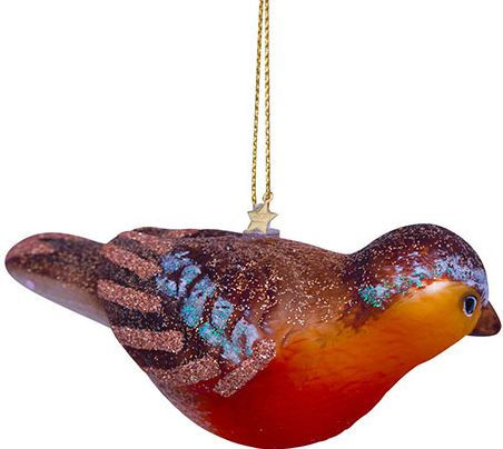 Robin Bird Glass Ornament