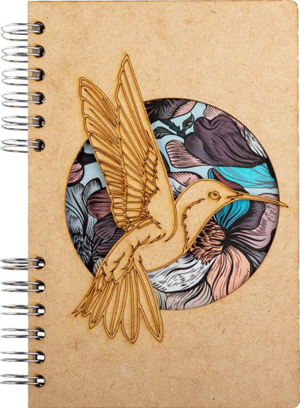 Hummingbird Flower Wood A5 Lined Journal